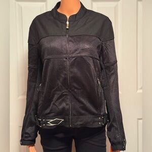 Power Trip Women’s Black Mesh Motorcycle Jacket Zippers Size Small